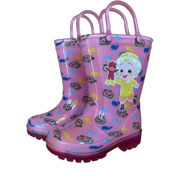 Cocomelon Toddler Girls Pink Rain Boots Size 5 Waterproof Cartoon Spring - Picture 1 of 9